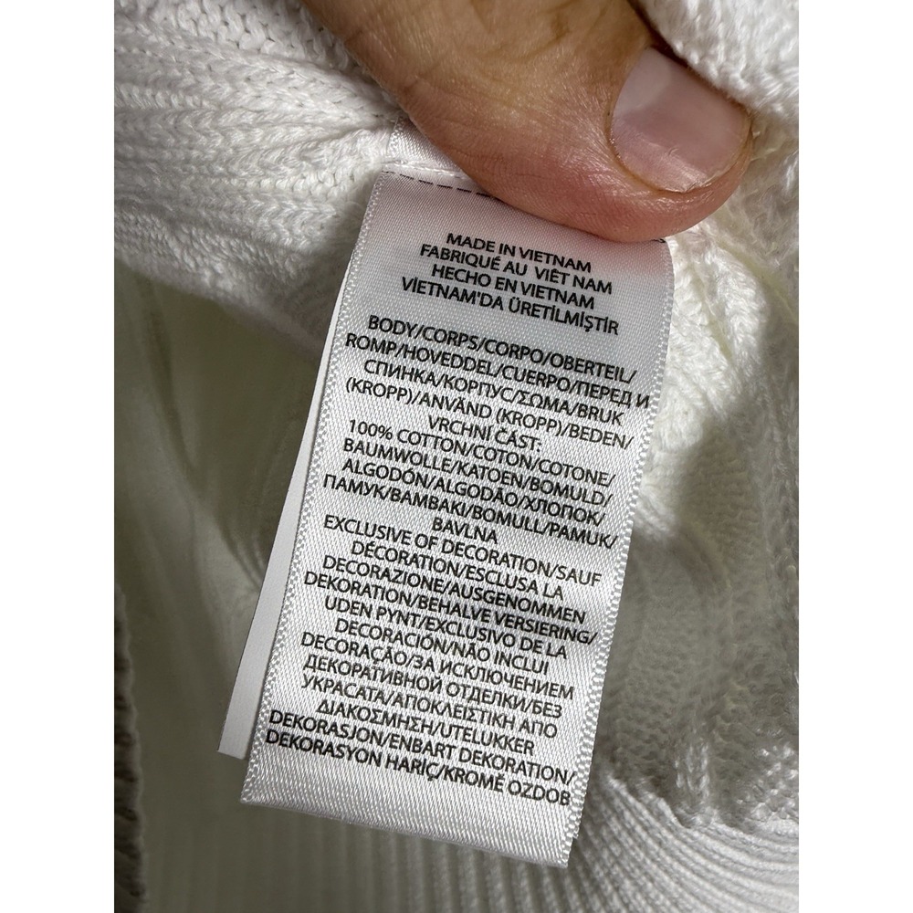 NWT Polo Ralph Lauren Sweater Women's Large White Cotton Cable Knit Crew Neck - Picture 8 of 10